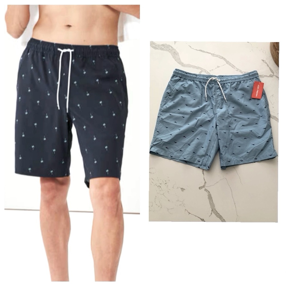 🆕 NWT Joe Fresh Mens Swim Shorts • Powder Blue/Navy • Large